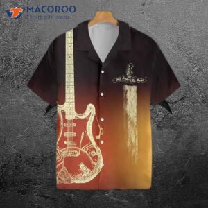 guitar rock n roll colorful black hawaiian shirts 0