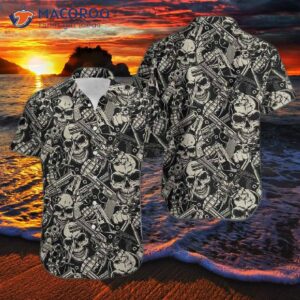 Guns And Skulls Pattern Hawaiian Shirts