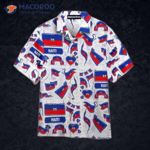 haitian flag white hawaiian shirt 0