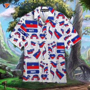 haitian flag white hawaiian shirt 1