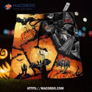 halloween bat pumpkin scary hawaii shorts 0