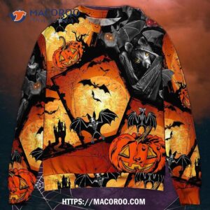 Halloween Bat Pumpkin Scary Sweater 1 halloween bat pumpkin scary sweater ugly christmas sweaters 1