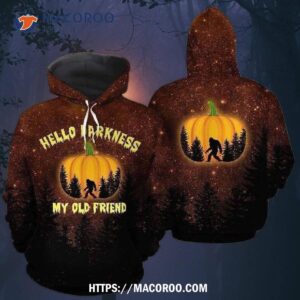 Halloween Bigfoot Galaxy Forest Pumkin All Over Print 3D Hoodie, Halloween Gifts For Her