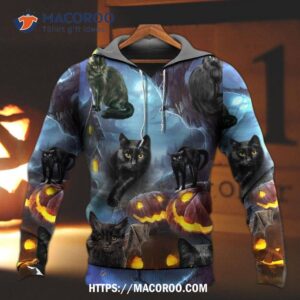 Halloween Black Cat Dark Night 3D Hoodie