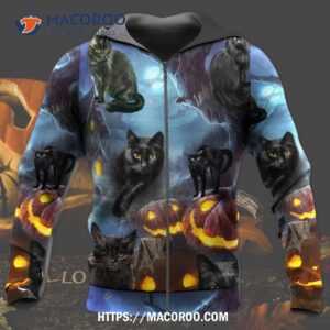 halloween black cat dark night 3d hoodie 3