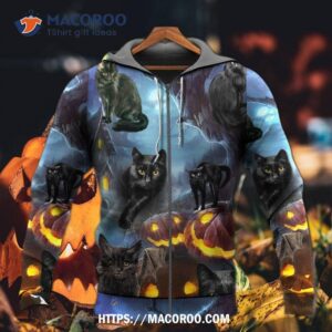 halloween black cat dark night 3d hoodie 4