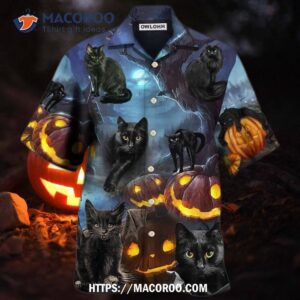 Halloween Black Cat Dark Night Hawaiian Shirt