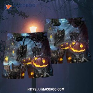 Halloween Black Cat Dark Night Style Hawaii Shorts