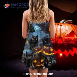 halloween black cat dark night style summer dress 2