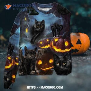 Halloween Black Cat Dark Night Ugly Christmas Sweaters