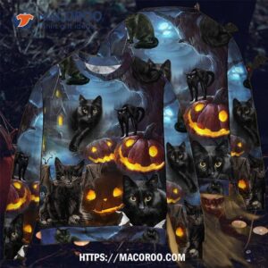 halloween black cat dark night ugly christmas sweaters 2