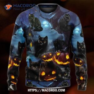 halloween black cat dark night ugly christmas sweaters 3