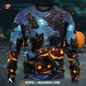 halloween black cat dark night ugly christmas sweaters 4