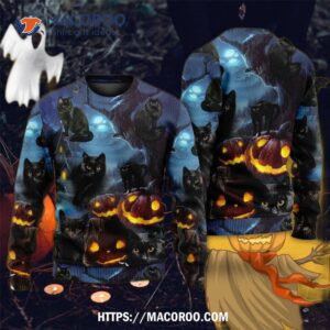 halloween black cat dark night ugly christmas sweaters 5