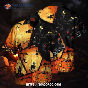 halloween black cat enjoy hawaiian shirt 3