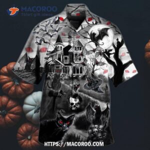 Halloween Black Cat Flying Horror Night Hawaiian Shirt 1 halloween black cat flying horror night hawaiian shirt 1