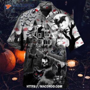 Halloween Black Cat Flying Horror Night Hawaiian Shirt 3 halloween black cat flying horror night hawaiian shirt 3