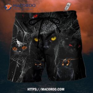 Halloween Black Cat In The Dark Hawaii Shorts