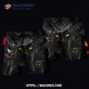 Halloween Black Cat In The Dark Hawaii Shorts