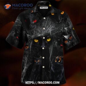 Halloween Black Cat In The Dark Hawaiian Shirt