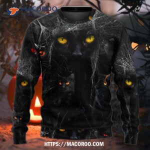 halloween black cat in the dark sweater 3