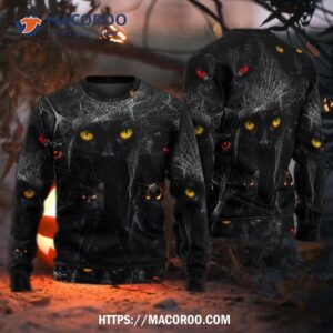 halloween black cat in the dark sweater 5