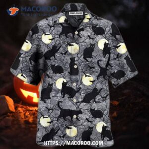 Halloween Black Cat Pattern Hawaiian Shirt