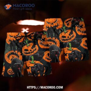 Halloween Black Cat Pumpkin Scary Tropical Hawaii Shorts 1 halloween black cat pumpkin scary tropical hawaii shorts 1