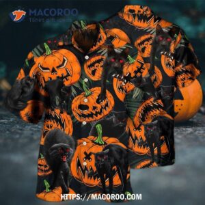 Halloween Black Cat Pumpkin Scary Tropical Hawaiian Shirt 2 halloween black cat pumpkin scary tropical hawaiian shirt 2