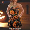 Halloween Black Cat Pumpkin Scary Tropical Summer Dress