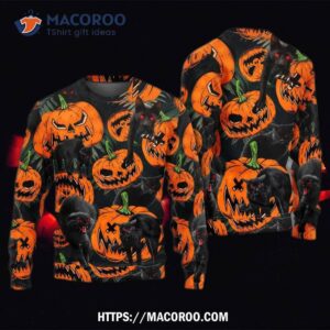halloween black cat pumpkin scary tropical sweater 5