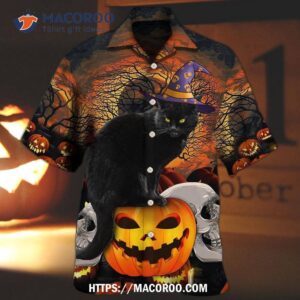 Halloween Black Cat Scary Pumpkin Hawaiian Shirt