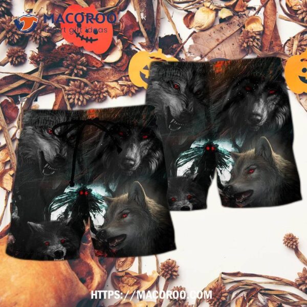 Halloween Black Wolf In The Dark Hawaii Shorts