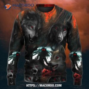 halloween black wolf in the dark sweater 3
