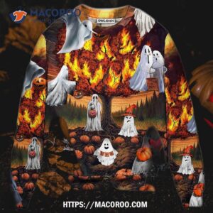 Halloween Boo Pumpkin Burning Scary Sweater