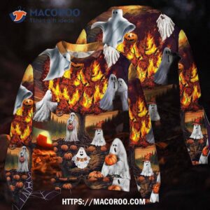 halloween boo pumpkin burning scary sweater 2