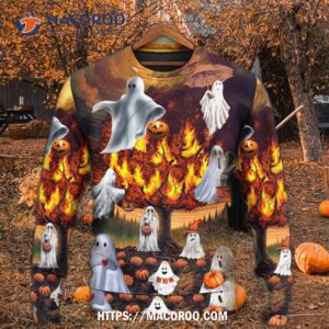 halloween boo pumpkin burning scary sweater 4