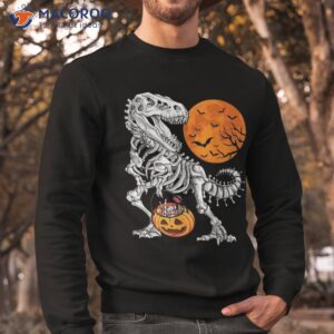 halloween boys dinosaur skeleton t rex scary pumpkin moon shirt sweatshirt