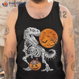 halloween boys dinosaur skeleton t rex scary pumpkin moon shirt tank top