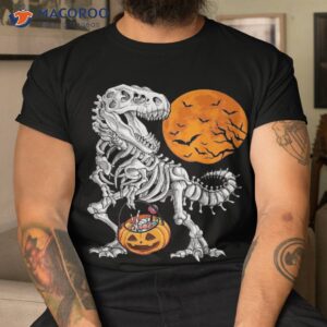 halloween boys dinosaur skeleton t rex scary pumpkin moon shirt tshirt