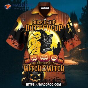 Halloween Cat Buckle Up Buttercup Hawaiian Shirt