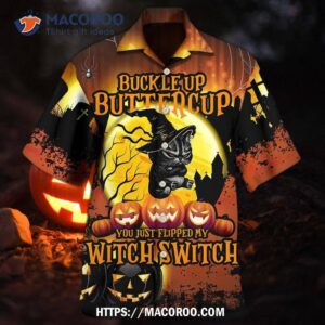 Halloween Cat Buckle Up Buttercup Hawaiian Shirt