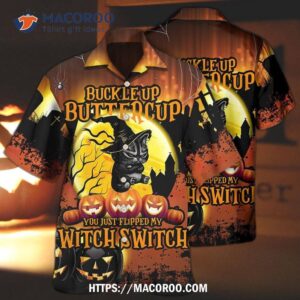 halloween cat buckle up buttercup hawaiian shirt 2