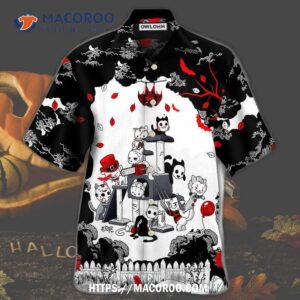 halloween cat horror kitten cosplay hawaiian shirt 0