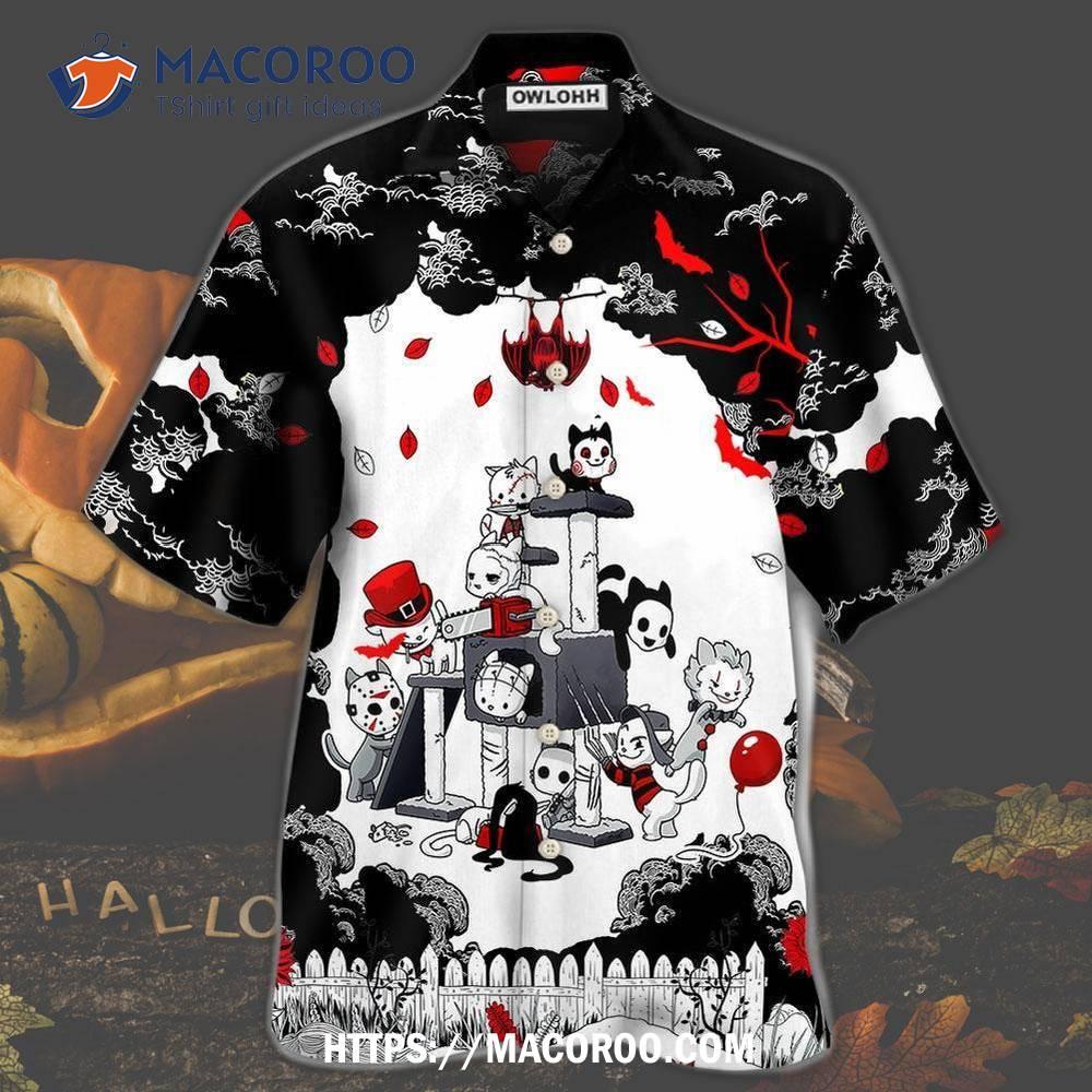 Halloween Cat Horror Kitten Cosplay Hawaiian Shirt Halloween Cat Horror Kitten Cosplay Hawaiian Shirt