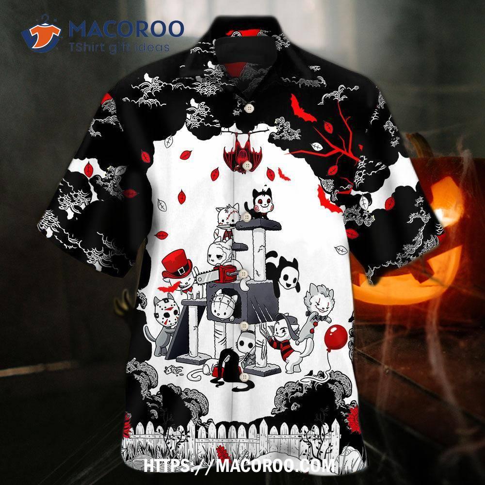 Halloween Cat Horror Kitten Cosplay Hawaiian Shirt Halloween Cat Horror Kitten Cosplay Hawaiian Shirt