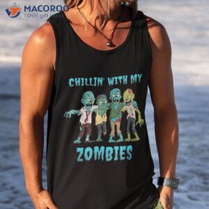 halloween chillin with my zombies boys girls kids funny shirt tank top