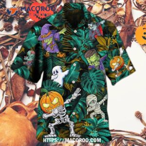 Halloween Dabbing Skeleton Zombie Hawaiian Shirt