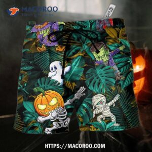 Halloween Dabbing Skeleton Zombie Style Hawaii Shorts