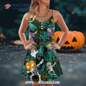 Halloween Dabbing Skeleton Zombie Style Summer Dress